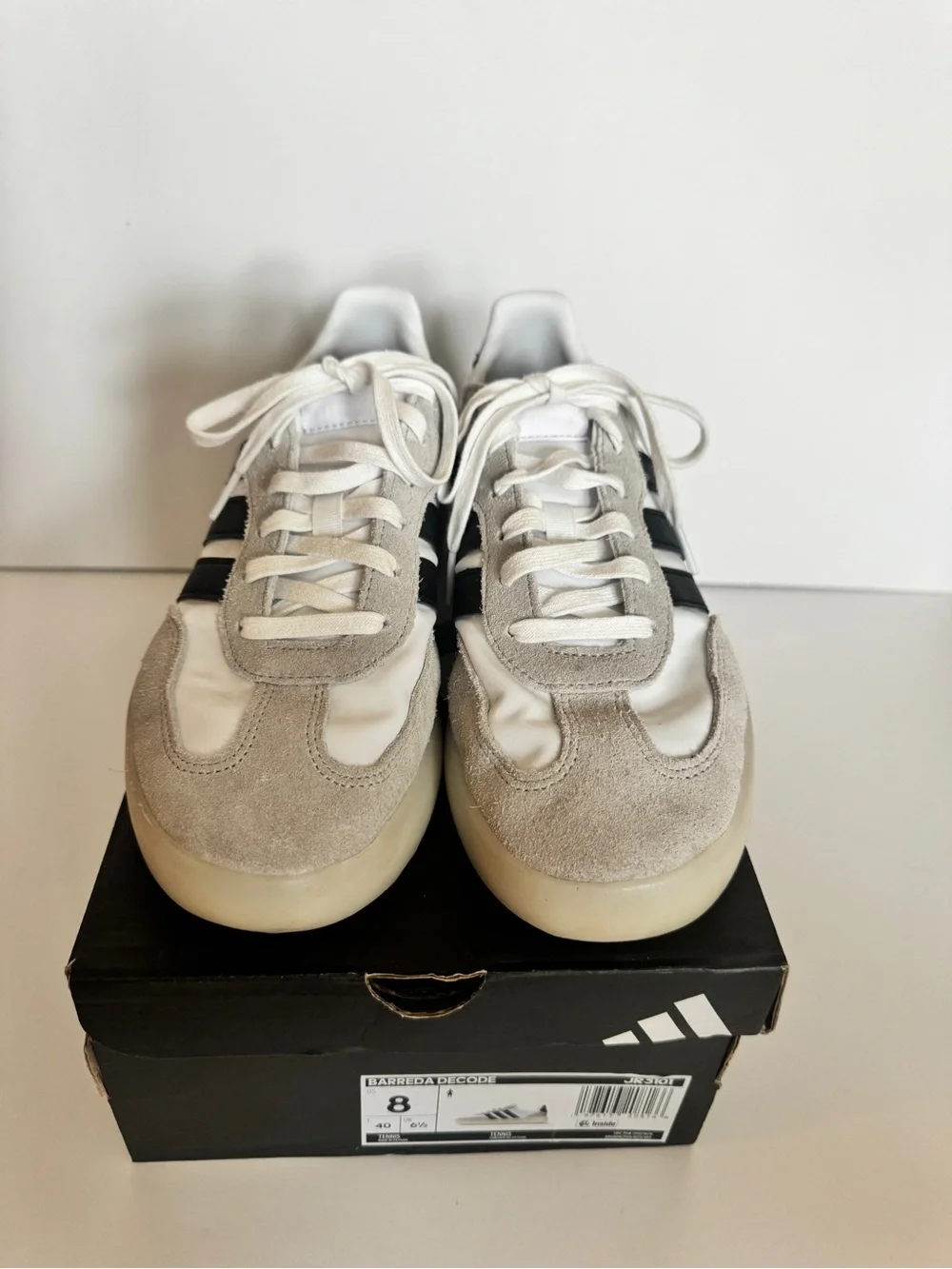 adidas White, Black & Light Gray Retro-Inspired Sneakers size 8